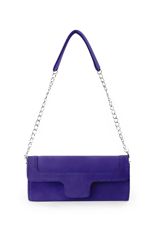 Dress clutch for wedding and parties in violet purple leather - Top view